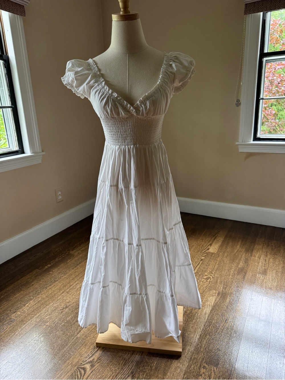WeWoreWhat White Puff Sleeve Smocked Maxi Dress